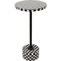Tavolino da caffè Dromero Chess, nero/bianco, diametro 25cm, tavolino soggiorno/divano, piccoli spazi, design scacchi, stanza da letto, sala da
