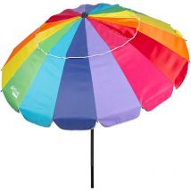 62275 Ombrellone da spiaggia antivento pieghevole color crema Ø220 cm, reclinabile, con protezione uv 50, paraspigolo spiaggia, ombrellone grande