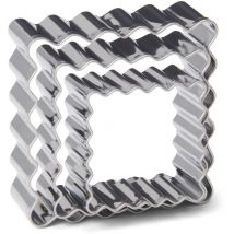 patisse 13707 - Assortimento di 3 taglierine quadrate e seghettate per biscotti tipo torte piccolo burro - acciaio inox - 3 misure: 3,5 cm/4,5 cm/5,5