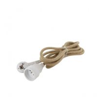 Chacon - Prolunga tessile in lino, con spina piatta bianca, 3 m