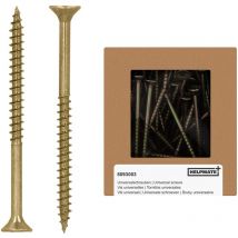 Helpmate - Viti universali a testa svasata 5,0 x 70 giallo passivato - Confezione da 90 viti per legno con attacco pz 2 e filettatura parziale - Viti