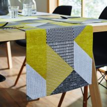 Catherine Lansfield Dining Larsson Geo - Runner Da Tavola In Cotone, 33 X 220 Cm, Colore: Giallo Ocra