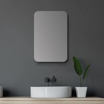 Armadietto A Specchio Da Bagno, Ovale, 40 X 60 Cm, Con Struttura In Alluminio Di Alta Qualità, Colore Nero Opaco E 2 Ripiani In Vetro - Talos
