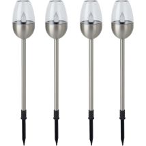 Flame, Set Da Pezzi, In Acciaio Inox/plastica Lampada Solare, Argento, 41,7 X 6,1 X 6,1 Cm - Dehner