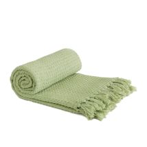 Emma Barclay - Honeycomb - Coperta Copridivano In Cotone Riciclato, Tinta Unita, Con Struttura A Nido D'Ape, Verde Pistacchio, 70 X 100 (177 X 254 Cm)