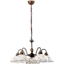 Nonna - Cottage Style Glas 5 Arm Kronleuchter Matt Antik Messing, 5x E27 - Kolarz