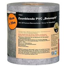 Noor - Strisce frangivista in Effetto Cemento, 19 cm x 35 m (630 g/m²), Moderne Privacy per recinzioni a Doppia Asta, 28 Guide di serraggio Premium