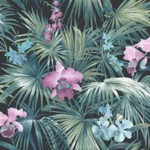 Galerie Global Fusion Tropical Plants Wallpaper Turquoise Floral Paste The Wall