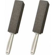 2 Pcs Pumice Stone for Toilet Bowl Cleaning Cleaning Brush Pumice Toilet Brush with Handle Exfoliating Foot Scrubber Gray - Gray - Norcks