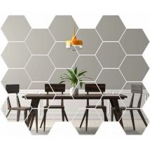 24PCS Miroir Hexagonal Pour Porte D'Armoire Géométriques Hexagone Muraux Miroirs Bricolage Décoratif 3D Hexagone Acrylique Miroir Pour La Maison