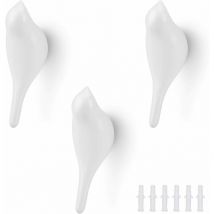 Blanc Crochet Mural, Oiseau Patère Murale En Résine Pour Suspendre Manteaux, Serviettes, Chapeaux, Sacs 3PCS - Norcks