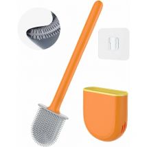 Norcks - Brosse Toilette Silicone Plate Balayette Wc Salle De Bain Antibactérienne Au Sol Ou Montage Mural Brosse Wc Orange