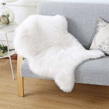 Norcks - Faux Fur Sheepskin Style Rug (50 x80 cm) Faux Fleece Chair Cover Seat Pad Soft Fluffy Shaggy Area Rugs For Bedroom Sofa Floor (white, 50 x