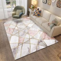 Norcks - Geometric Design Area Rugs Mats House Rugs Carpets Living Room Carpet Geometric Modern Style Grey Pink Wear-Resistant Carpet Bedroom Washed