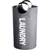Norcks - Panier à Linge 90L Grande Capacité Corbeille a Linge Pliable Avec Manche En Aluminium Gris Foncé