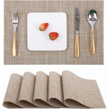 Set De Table Lot De 6, Set Table Lavable Résiste à La Chaleur Antidérapant Tissé Sets De Table Pvc Vinyle Pour Cuisine Table à Manger 30X45Cm - Norcks