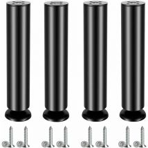 Set of 4 25 cm Furniture Feet Stainless Steel Cabinet Feet Furniture Feet Thick for Sofa, Table, Cupboards, Shelves - Black - Norcks
