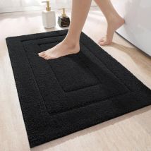 Norcks Tapis De Bain Antiderapant Absorbant 40X60CM Tapis Salle Bain Épaissi Moelleux En Microfibre Paillasson Intérieur Lavable En Machine Noir
