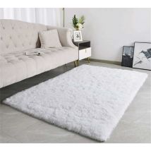 Tapis Salon Shaggy Tapis Chambre D'Invité Doux 80X120CM Tapis De Sol Enfant Lavable Canapé Coussin Blanc - Norcks