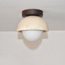 Wottes - Nordic Deckenleuchte Rund Deckenlampe Holz Acryl Travertin Küchenlampe für Schlafzimmer Flur Keller - Warmweißes Licht