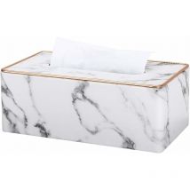 Boîte à Mouchoirs Rectangulaire en Cuir (Motif Marbre Gris)-Fei Yu
