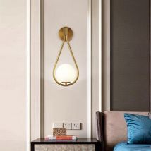 Gistuch - Nordic Moderne Milky Glass Ball Applique Murale Lampe de Chevet Intérieur Appliques en Métal Doré Ampoule Foyer Salle à manger Applique