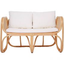 Nordlys - Canapé en Rotin Naturel et Tissu Beige