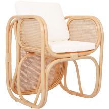 Nordlys - Fauteuil en Rotin Naturel et Tissu Beige