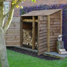 Rutland County Garden Furniture Ltd - Normanton 6ft Log Store with Doors and Kindling Shelf - L80 x W230 x H181 cm - Rustic Brown