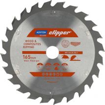 Piła tarczowa 165mm x 20mm x 24z drewno i kompozyty atb (1,8 / 1,2) - Norton
