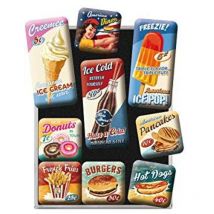 Nostalgic Art - Nostalgic-Art 83069 Set di 9 magneti, motivo Diner Americano, Magnet-Set, 9 teilig