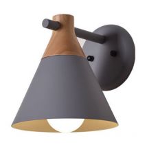 Moderne Industrielle Wandlampe Holz Metall Wandleuchte Grau Innen Wandbeleuchtung für Schlafzimmer Wohnzimmer Flur