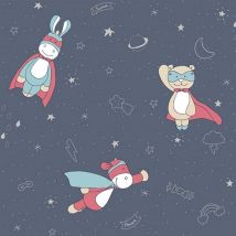 Debona - Noukie's Sweet Dreams Navy Blue Cartoon Galaxy Paste The Wall Wallpaper