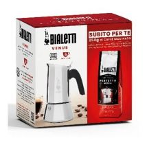 Bialetti - Cafetiere italienne + 1 Café Perfetto Moka Classico venus - 6 tasses - 0,30 l - Paquet de 250 g - Argent