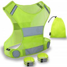 Nouveau meilleur gilet de course réfléchissant avec poche – Équipement de sécurité recommandé n° 1 – Idéal pour le vélo, le cyclisme, la marche pour