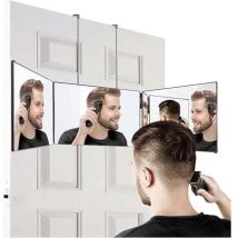 Miroir 3 Voies, Coupe-selfie À 360 Degrés, Miroir Portable Tri-pli Réglable Et Pliable Avec Crochet Hautement Rétractable Pour La Coupe, La Coloration