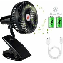 Candyse Nouveau Ventilateur Usb, Ventilateur À Clip Portable Amovible Pour Table, Bureau, Lit Étudiant, Bébé Poussette, Camping, Voyage (batterie 