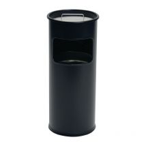 Combiné cendrier-poubelle D.260xH620 mm noir tôle d'acier durable