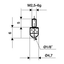 Käfer - Palpeur d. 3 mm longueur 6 mm bille M2,5 plastique adapté à horloges de mesure