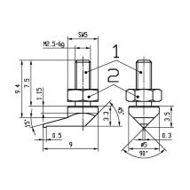 Palpeur pointe latérale M25 acier adapté à horloges de mesure Käfer