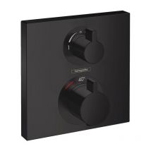 Set finition mitigeur thermostatique Square encastré, ra et inverseur, noir mat