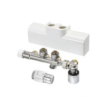 FP - Kit de raccordement pour radiateur de salle de bain d'angle chromé Coudé - avec chauffage de surface we