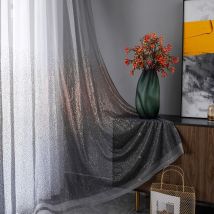 Nouveaux écrans de fenêtre de luxe légers de style nordique, rideaux de paillettes brillantes en gaze brodée finie, rideaux de gaze gris gaze pour la