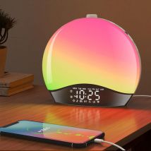 Nouvelle lumière de réveil intelligente avec lampe de chevet colorée Bluetooth simulation lever et coucher du soleil nature réveil lumière musique