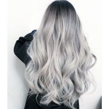 Nouvelle perruque à grosses vagues d'Amazon pour femmes, cheveux longs et bouclés, dégradé de couleur noir et gris, fibre chimique, cheveux longs,