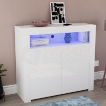 Home Discount - Nova led Sideboard 2 Door Modern High Gloss Storage Cabinet Cupboard, White
