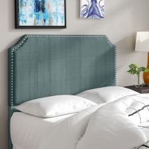 Nova Sky Blue Linen Small Double 30 inch Strutted Headboard