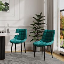 More4homes - nova modern velvet dining chair padded seat metal leg kitchen 2 pcs (Green) - Green
