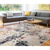 Lord Of Rugs - Nova Palette NV38 Abstract Rug for Modern Living Room, Bedroom, Luxury Lounge, Kitchen, Dining Room Pictorial Soft Multi Coloured Rug