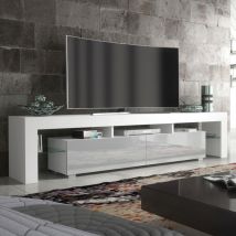 Creative Furniture - Nova tv Unit - White with Grey Gloss Doors - 200cm